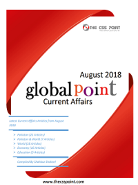 Monthly Global Point Current Affairs August 2018